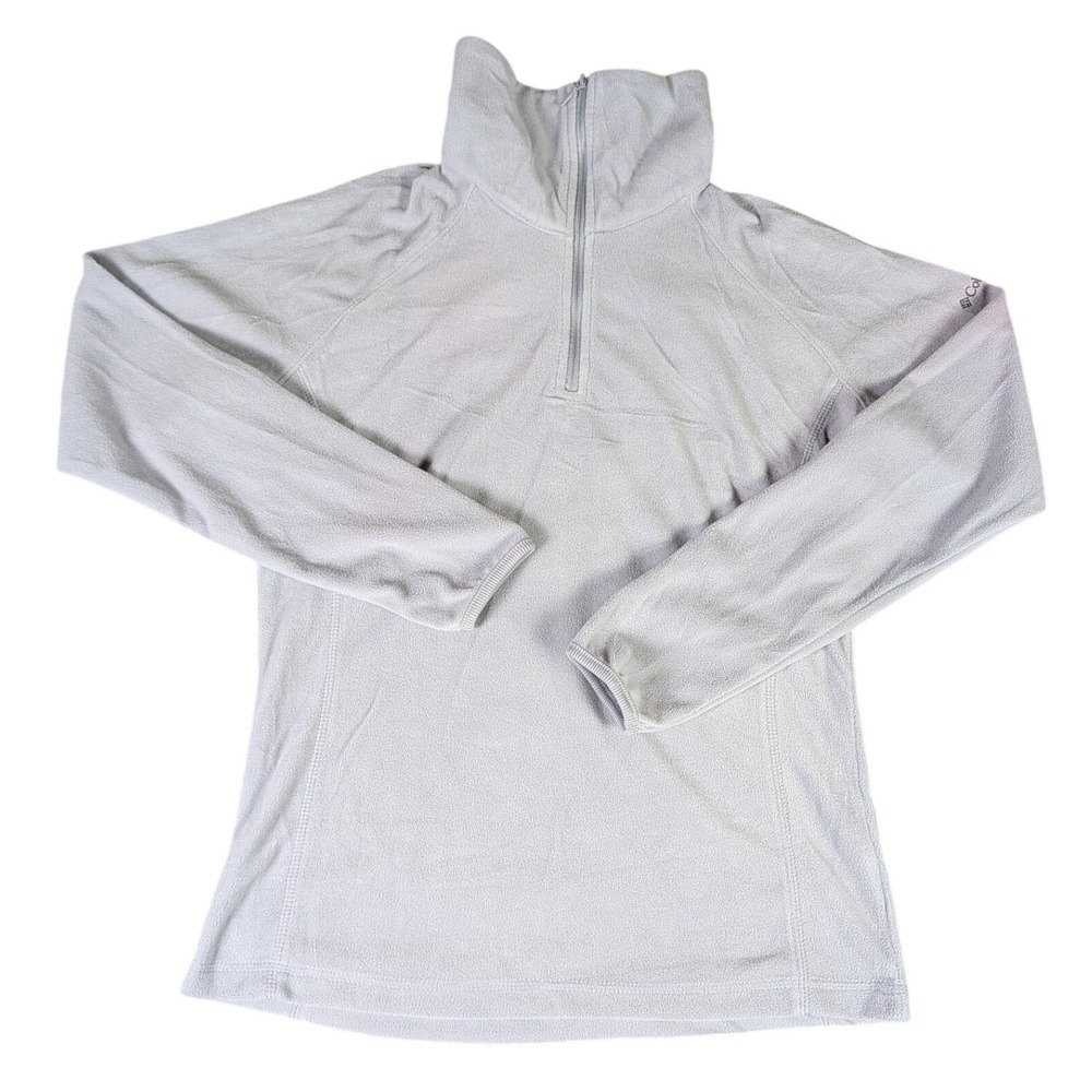 Columbia Womens Lavender Grey 1/4 Zip Fleece Pullover Mock Neck Raglan Sleeve